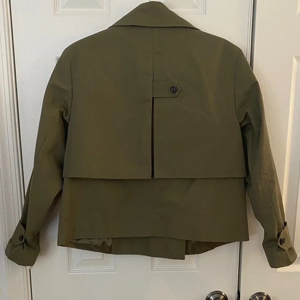 Banana Republic Olive Green Women's oversized cropped trench Jacket - Picture 9 of 11